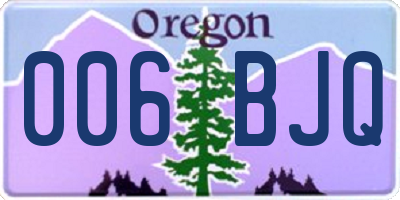 OR license plate 006BJQ