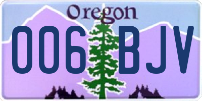 OR license plate 006BJV