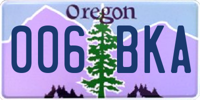 OR license plate 006BKA