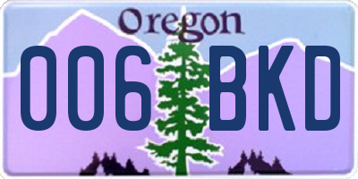 OR license plate 006BKD