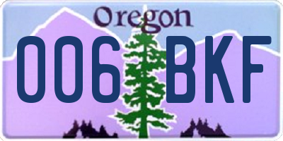 OR license plate 006BKF