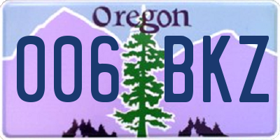 OR license plate 006BKZ