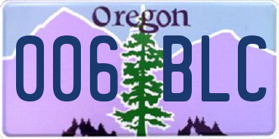 OR license plate 006BLC