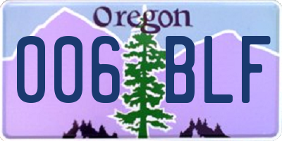 OR license plate 006BLF