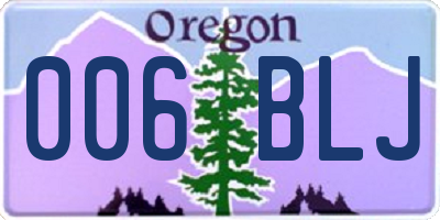 OR license plate 006BLJ