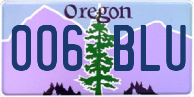 OR license plate 006BLU