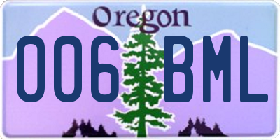 OR license plate 006BML
