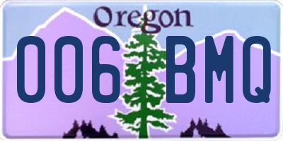 OR license plate 006BMQ