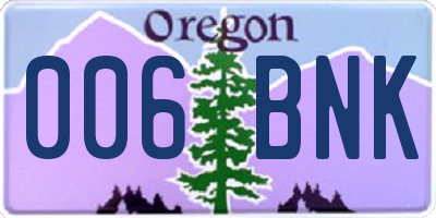 OR license plate 006BNK