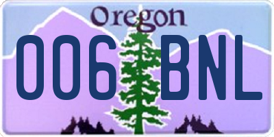 OR license plate 006BNL