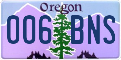 OR license plate 006BNS