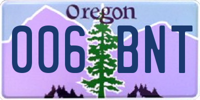 OR license plate 006BNT