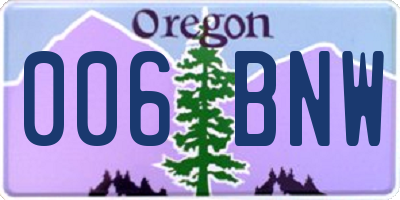 OR license plate 006BNW