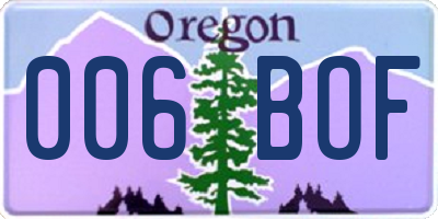 OR license plate 006BOF