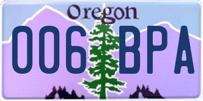 OR license plate 006BPA