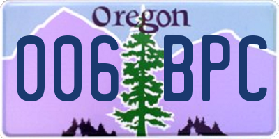 OR license plate 006BPC