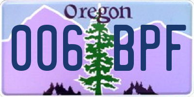 OR license plate 006BPF