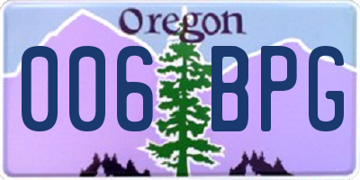 OR license plate 006BPG