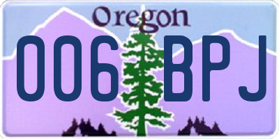 OR license plate 006BPJ