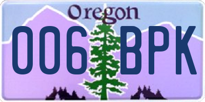 OR license plate 006BPK