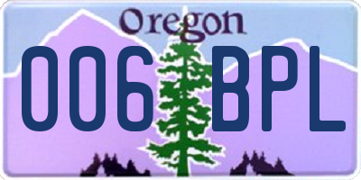 OR license plate 006BPL