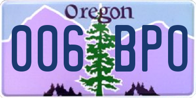 OR license plate 006BPO