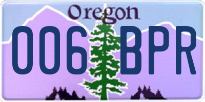 OR license plate 006BPR