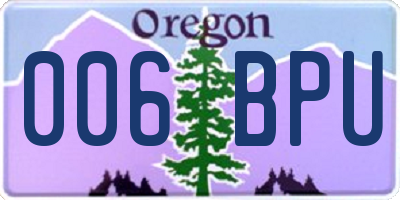 OR license plate 006BPU