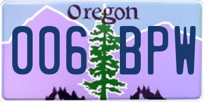 OR license plate 006BPW