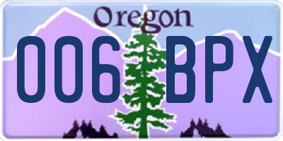 OR license plate 006BPX