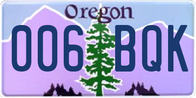 OR license plate 006BQK