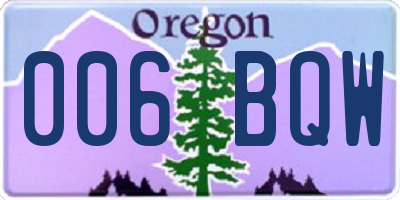 OR license plate 006BQW