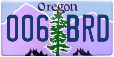 OR license plate 006BRD