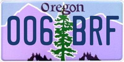 OR license plate 006BRF