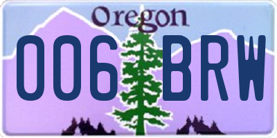 OR license plate 006BRW