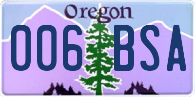 OR license plate 006BSA