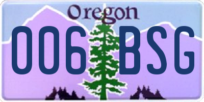 OR license plate 006BSG