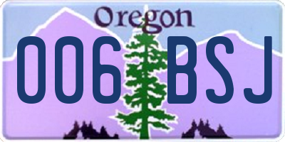 OR license plate 006BSJ