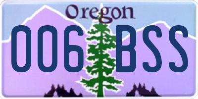 OR license plate 006BSS