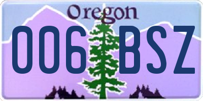 OR license plate 006BSZ