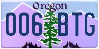 OR license plate 006BTG