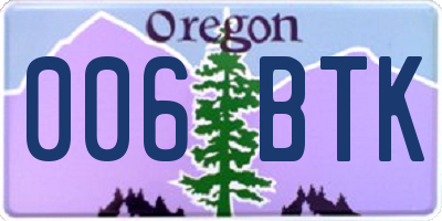 OR license plate 006BTK