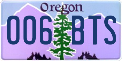 OR license plate 006BTS