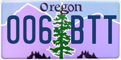 OR license plate 006BTT