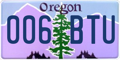 OR license plate 006BTU