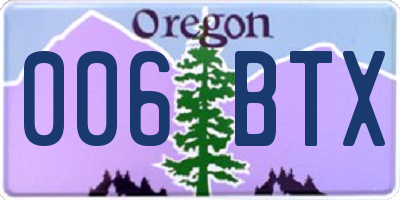 OR license plate 006BTX