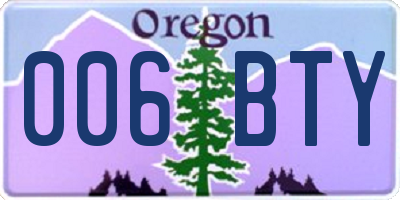 OR license plate 006BTY