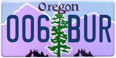 OR license plate 006BUR