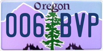 OR license plate 006BVP