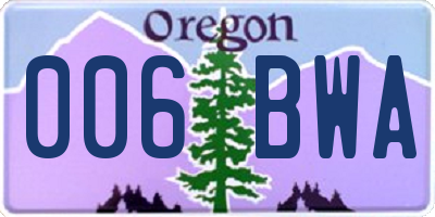 OR license plate 006BWA